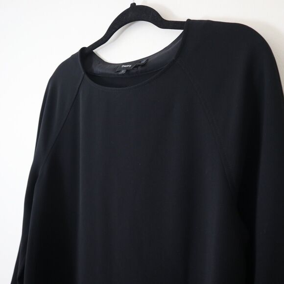 Theory Size L Maxyne Crepe Shift Dress Raglan 3/4 Sleeve Black - Picture 5 of 10